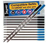 Jaymo - 6 recharges de stylo à bille compatibles avec le stylo Cross, noir et 6 bleu = 12. Écriture allemande lisse et pointe moyenne de 1 mm. # 8511 et # 8513
