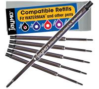 Jaymo - 6 - Recharges de stylo à bille compatibles Waterman®, noir - Encre allemande de couleur lisse avec pointe moyenne de 7 mm - Comparaison avec Waterman® # S0791030