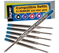 Jaymo - 6 - Recharges de stylos compatibles Parker® avec gel bleu. Écriture lisse allemande .7mm pointe moyenne et encre. # 30526PP