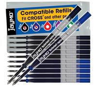 Jaymo Lot de 6 recharges pour stylo à bille à encre gel Cross Slim 8910 - 102 mm de long - 6 noirs + 6 bleus