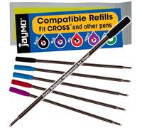 Jaymo Remplacement pour Cross 8511/8513/8515 - Mesure 116 mm de long - Recharge pour stylo à bille - 2 noires + 2 bleues + rouges + violettes