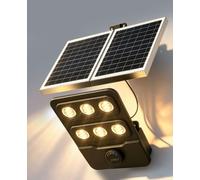 JAYNLT Lampadaire Solaire Extérieur Puissant, 3 Températures Projecteur Solaire Exterieur avec Détecteur de Mouvement et Télécommande, IP67 Étanche Spot Solaire pour Jardin Garage Parking Cour-1Pack