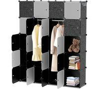 Jayseuw 12/16/20 compartiments DIY Armoire à vêtements Système d'étagères Étagère sur pied avec porte en plastique Rangement Armoire Vestiaire - 20 compartiments