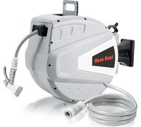 Jayseuw 20 mètres de mur Enrouleur de tuyau Enrouleur de tuyau d'eau Box de tuyau automatique (20 m) Gris