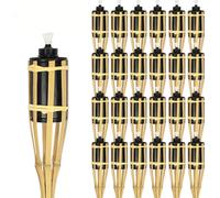 Jayseuw 36x Set de torches de jardin lampes flambeau mèche 90cm bambou torches à huile pour l'extérieur huile de lampe pour flamber flammes feu fête déco