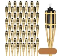 Jayseuw 48x Set de torches de jardin lampes flambeau mèche 90cm bambou torches à huile pour l'extérieur huile de lampe pour flamber flammes feu fête déco