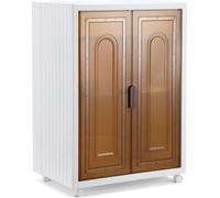 Jayseuw Boîte de rangement pliable, 3 niveaux de boîtes de rangement avec porte & roulettes pour la cuisine,le bureau & la maison, blanc