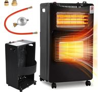 Jayseuw Chauffe-gaz céramique infrarouge, gaz+électricité in daptateur euro, 4200 watts, 3 niveaux, pour bouteilles de butane/propane jusqu'à 15 kg, tuyau de gaz & couvercle