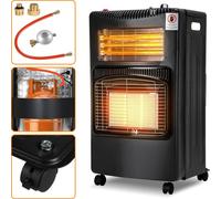 Jayseuw Chauffe-gaz céramique infrarouge, gaz+électricité in daptateur euro, 4200 watts, 3 niveaux, pour bouteilles de butane/propane jusqu'à 15 kg, tuyau de gaz & couvercle