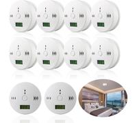Jayseuw détecteur CO blanc pack de 10 détecteurs d'incendie avertissement monoxyde de carbone 85 dB 10 pièces