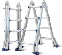 Jayseuw Echelle télescopique Alu léger 4x4 niveau argent multifonction Echelle multifonctionnelle Echelle extensible en aluminium de haute qualité Capacité de charge 150KG