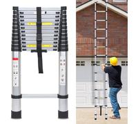 Jayseuw Echelle télescopique Pliable 5M Echelle multifonctionnelle Aluminium Echelle simple Echelle multi-usage Echelle extensible 13 marches Escabeau de haute qualité 150KG