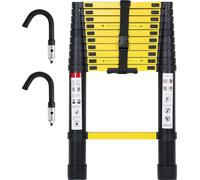Jayseuw échelle télescopique professionnelle 3,2M noir aluminium capacité de charge 150kg échelle multi-usage pieds en caoutchouc antidérapant avec crochet amovible