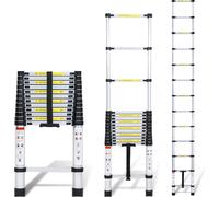 Jayseuw échelle télescopique professionnelle 3,8M aluminium capacité de charge 150kg échelle multi-usage pieds en caoutchouc antidérapants