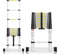 Jayseuw échelle télescopique professionnelle 3,8M aluminium capacité de charge 150kg échelle multi-usage pieds en caoutchouc antidérapants avec stabilisateur