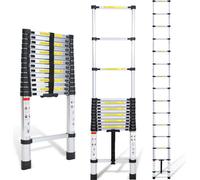 Jayseuw Escabeau télescopique Alu léger Antidérapant Escabeau simple 3,2m Argent Escabeau multifonctionnel Escabeau polyvalent Escabeau extensible 15 marches Escabeau double en aluminium de haute qual