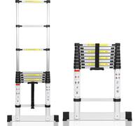 Jayseuw Escabeau télescopique professionnel 2,6M Aluminium Capacité de charge 150kg Escabeau multi-usage Pieds en caoutchouc antidérapants avec stabilisateur