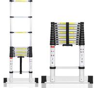Jayseuw Escabeau télescopique professionnel 3,2M Aluminium Capacité de charge 150kg Escabeau multi-usage Pieds en caoutchouc antidérapants avec stabilisateur