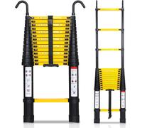 Jayseuw Escabeau télescopique professionnel 4,4M noir Aluminium Capacité de charge 150kg Escabeau polyvalent pieds en caoutchouc antidérapants avec crochets amovibles