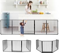 Jayseuw grille de protection pour cheminée, 5x grille de protection pour poêle, grille de protection，304x75cm,Noir
