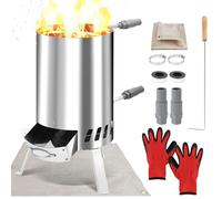 Jayseuw Lot de 2 chauffages de piscine à bois avec feu, tonneau à feu en acier inoxydable, four de piscine avec raccords de 32 à 38 mm, résistant à la chaleur jusqu'à 300 °C, avec tapis ignifuge et