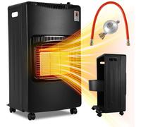 Jayseuw poêle à gaz céramique, 4200W mobile, noir, régulateur de pression de gaz, 42x36x73cm (LxlxH), pour bouteilles de gaz jusqu'à 15kg, pour intérieur & camping