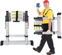 Jayseuw Premium Alu Échelle télescopique Échelle pliante Hauteur 2,3M Argent Antidérapant Échelle polyvalente
