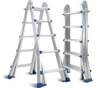Jayseuw Premium Alu Échelle télescopique Échelle pliante Hauteur 3M Argent Antidérapant Échelle polyvalente