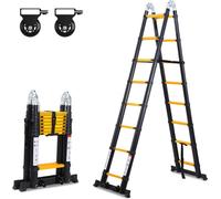 Jayseuw Premium Alu Échelle télescopique Échelle pliante Hauteur 5M noir Antidérapant Échelle polyvalente