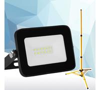 Jayseuw Projecteur de chantier LED 10W Projecteur LED avec trépied Projecteur d'extérieur IP67 étanche Projecteur de travail Blanc froid
