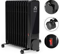 Jayseuw Radiateur à huile 2500W 11 ailettes avec écran LCD Touchscreen WiFi App & télécommande Radiateur à huile mobile 24h Timer chauffage Thermostat & protection contre la surchauffe Noir