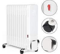 Jayseuw Radiateur à huile 2500W 11 ailettes avec écran LCD Touchscreen WiFi App & télécommande Radiateur à huile mobile 24h Timer chauffage Thermostat & protection contre la surchauffe Blanc