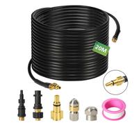 Jayseuw tuyau flexible haute pression pour nettoyage de tuyaux, 20m, 160 bar, compatible avec Kärcher, K2, K3, K4, K5, K6, in daptateur, buses fixes + rotatives
