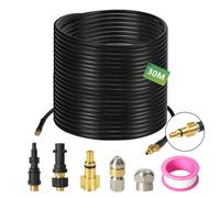 Jayseuw tuyau flexible haute pression pour nettoyage de tuyaux, 30m, 160 bar, compatible avec Kärcher, K2, K3, K4, K5, K6, in daptateur, buses fixes + rotatives