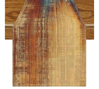 Jayusaror Chemin de Table Bleu Orange Décoration Rétro de Ferme Centre de Table Moderne Art Peinture Chemin de Table Boho 40 x 240 cm pour la Decoration Printemps d'automne d'hiver Intérieur