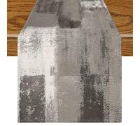 Jayusaror Chemin de Table Gris Café Brun Décoration Rétro de Ferme Centre de Table Moderne Art Peinture Chemin de Table Boho 40 x 140 cm pour la Decoration Printemps d'automne d'hiver Intérieur