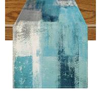 Jayusaror Chemin de Table Turquoise Décoration Rétro de Ferme Centre de Table Moderne Art Peinture Chemin de Table Boho 40 x 100 cm pour la Decoration Printemps d'automne d'hiver Intérieur