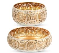 JAZUIHA Lot de 2 corbeilles à fruits en métal doré - Pour collations, légumes, fruits, décoration de salon - 18/30 cm