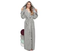jazzylab Peignoir pour femme avec capuche | extra long et léger | éponge 100% coton 340 gm²| certifié OEKO-TEX®