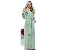 jazzylab Peignoir pour femme avec capuche | extra long et léger | éponge 100% coton 340 gm²| certifié OEKO-TEX®