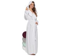 jazzylab Peignoir pour femme avec capuche | extra long et léger | éponge 100% coton 340 gm²| certifié OEKO-TEX®