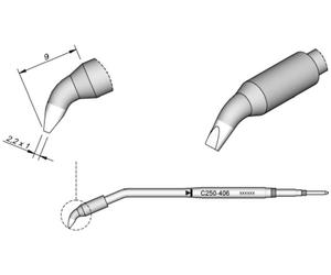 JBC Tools C250406 Panne de fer à souder forme de burin, coudée Taille de la panne 1 mm Longueur de la panne 9 mm Contenu 1 pc(s)