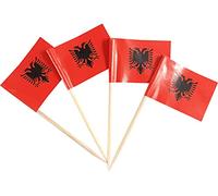 JBCD Lot de 200 pics en forme de drapeau de l'Albanie pour décoration de cupcakes