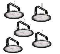 JBdusn 5 Pièces UFO Projecteur LED Industriel 200W, High Bay Eclairage Atelier avec Support 20000LM UFO Lampe Atelier 6500K, IP65 Étanche Éclairage de Plafond LED pour Garage Entrepôt Atelier Usine