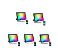 JBdusn 50W Projecteur LED RGB d'extérieur, 5pcs Projecteur Intelligent RGBCW Couleur avec Contrôle par Application Bluetooth, Spot LED d'extérieur à changement de couleur et intensité variable