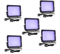 JBdusn Projecteur LED Fluorescent UV 50W, 5pcs Lampes à Lumière Noire IP66 étanches, Luminaire UV Puissant 395-400nm avec prise, lumiere soiree pour fête d'Halloween et aquarium,Body Painting