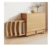 JBKNAN Extendable Solid Wood Drop Leaf Table, Folding Dining Table Set with 4/6 Padded Chairs, Space Saving Compact Design, for Home Living Room Restaurant(4 Chairs)