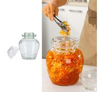 JBKNAN Pot en Verre de 20 L, kit de Fermentation à Large Ouverture avec Couvercle à Joint d'eau for cornichons, choucroute, Kombucha, Brassage du vin(2.5L)