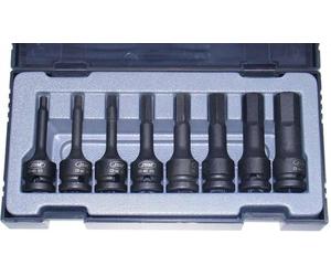 JBM 52339, Coffret de douilles à cliquet, Noir, 8 têtes/têtes, 1/2", Métrique, 5,6,7,8,10,12,14,17 mm