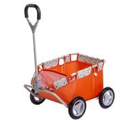 JC TOYS - Panier de Rangement pour Jouets avec roulettes, Facile à Transporter, Sac en Grille, Housse rembourrée, Collection Nature, Orange et Floral, conçu par Berenguer, 3 Ans